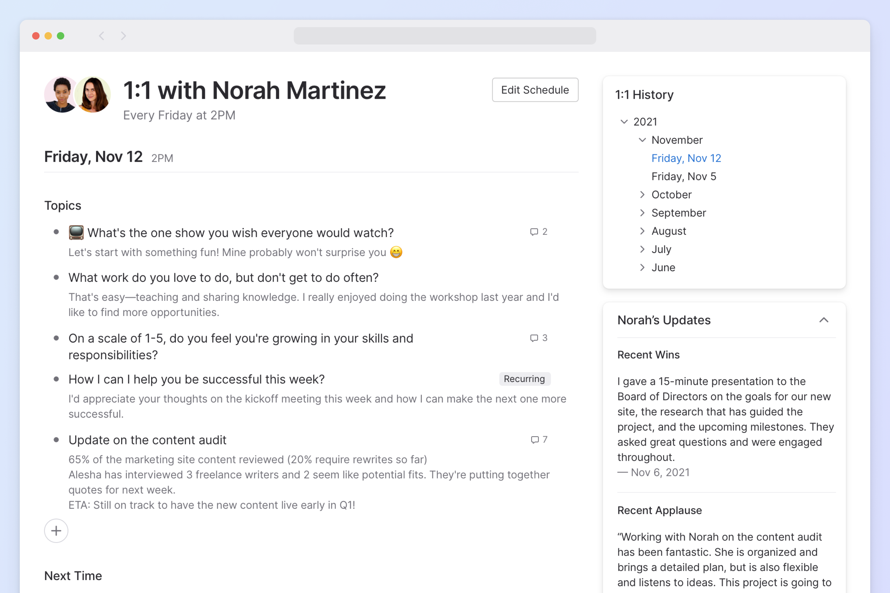 screenshot of Workleap Pingboard